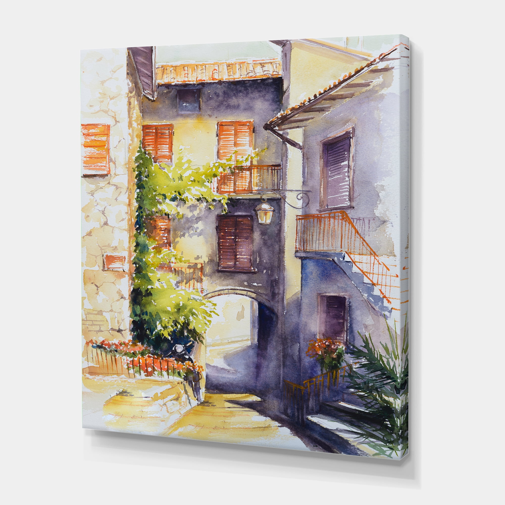 Designart ' Idyllic and Rustic Italian VIllage ' Country Canvas Wall Art Print