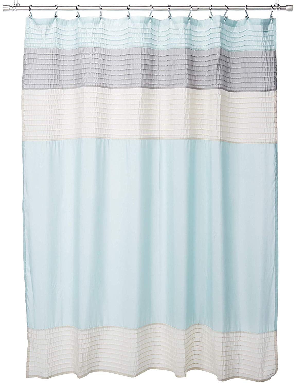 Amherst Fabric Aqua Shower Curtain,Pieced Transitional Simple Shower