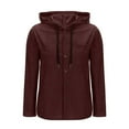 thumbnail image 5 of ZunFeo Womens Corduroy Shirt Jacket, Wine Hooded Button Down Top, Long Sleeve Cotton Blend Stretch Shirt with Pocket, Regular Fit,Size L, 5 of 8