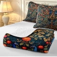 thumbnail image 4 of Erosebridal Vintage Peacock Bed Spread Queen,Watercolor Plants Queen Coverlet Set,Teal Gold,3-Piece,1 Quilt and 2 Pillowcases, 4 of 7