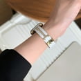 thumbnail image 6 of PU Leather Band for Apple Watch Band 38/40/41/42mm, Diamond Design Slim Dressy Watch Strap with Adjustable Metal Buckle for iWatch Series 10 9 SE 8 7 6 5 4 3 2 1 Women Girls, Whitegold, 6 of 8