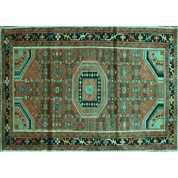 Ahgly Company Indoor Rectangle Persian Turquoise Blue Traditional Area Rugs, 8' x 12'