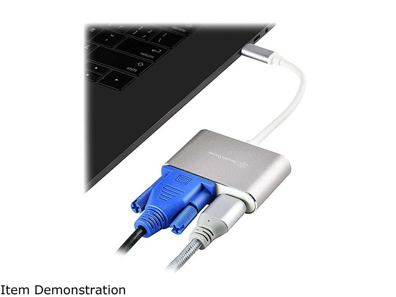 Silverstone SST-EP16 USB Type-C to VGA and HDMI Adapter, HDMI supports 4Kx2K@30Hz, VGA support 1920x1200@120Hz, Dual Screen Display Simultaneously,Charcoal