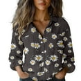 thumbnail image 2 of Brown Womens Blouses Women's Long Sleeved Printed Button Down Shirt Ladies Tops and Blouses, 2 of 5