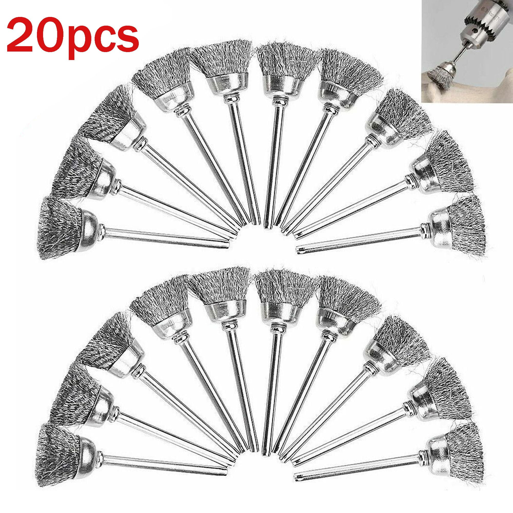 Luxtrada 20pcs Stainless Steel Wire Brush For Dremel Rotary Die Grinder