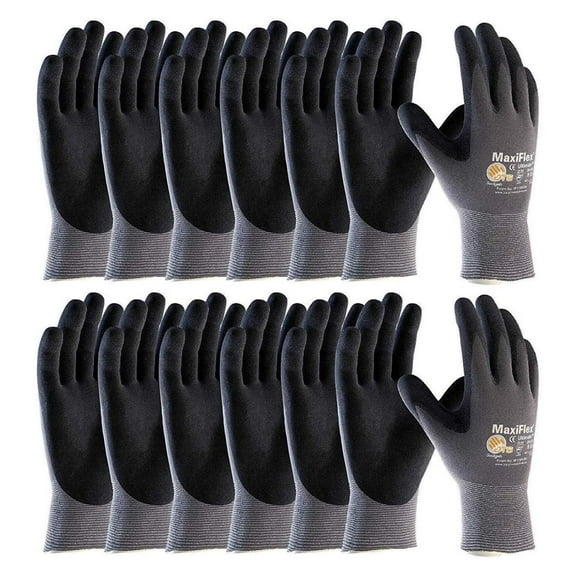 ATG 34-874/S MaxiFlex Ultimate - Nylon, Micro-Foam Nitrile Grip Gloves - Black/Gray - Small - 12 Pair Per Pack