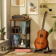 thumbnail image 5 of Record Player Stand with 2-Tier Storage, Wooden Desktop for Vinyl Albums, Retro End Table for Bedroom & Living Room, 5 of 6
