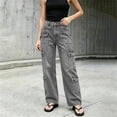 thumbnail image 6 of High Waisted Pockets Solid Color Summer Button Zipper Casual Denim Pants, 6 of 8