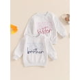 thumbnail image 4 of Aojekbee Toddler Girls Boys Sweatshirts Sister Brother Matching Clothes Letter Embroidery Crew Neck Long Sleeve Kids Pullovers Fall Tops, 4 of 10