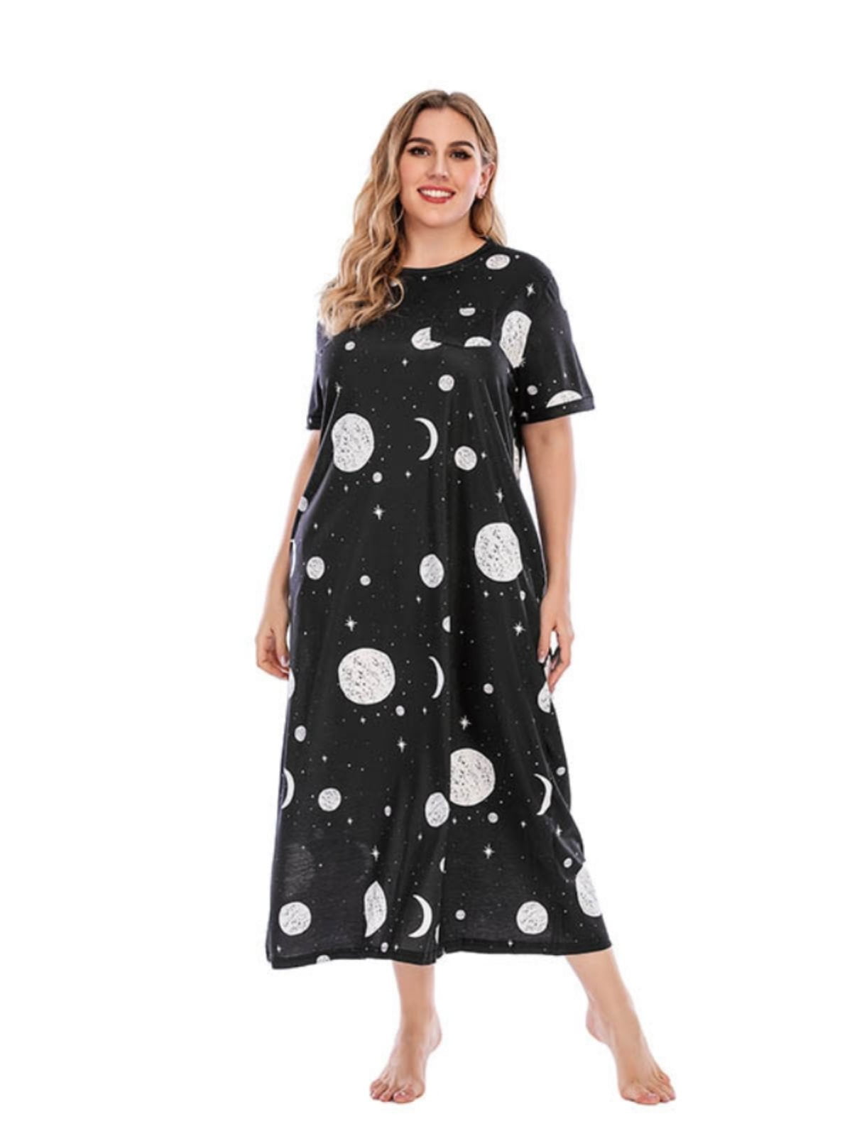 Women's Plus Size Nightgowns Moon Graffiti Printed Long Sleepdress