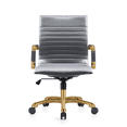 thumbnail image 5 of LeisureMod Harris Mid-Back Modern Leather Office Chair, Adjustable Swivel with Gold Frame, Grey, 5 of 6
