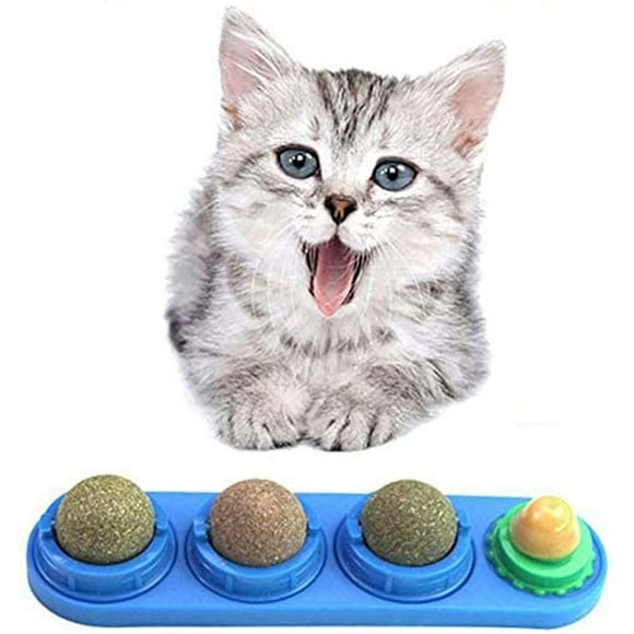 Catnip Ball Set, Tasty Cat Treats, To Stick On, Wall Toys with Self-Adhesive Stickers, Health Care - Cat Nutrition Treat Ball