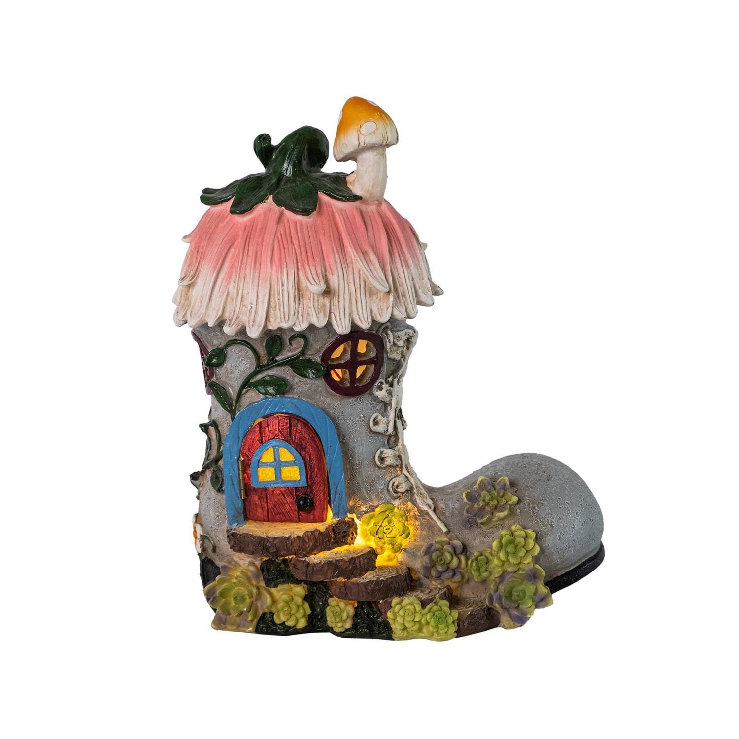 HOMETRENDS GARDEN STATUES - PINK/GREY BOOT