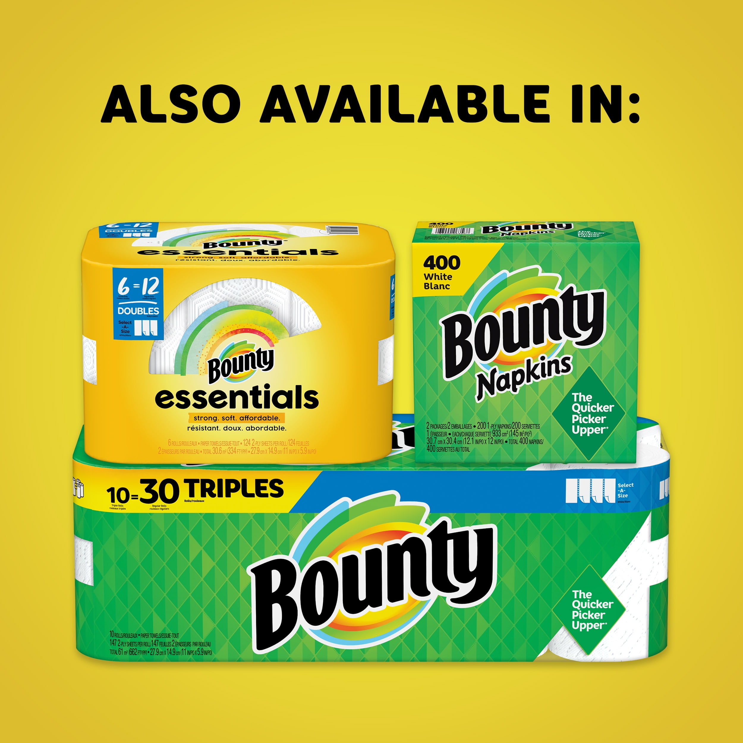 Bounty Essentials Paper Towels, Select-A-Size, White, Big Rolls, 2-Ply - 12 rolls