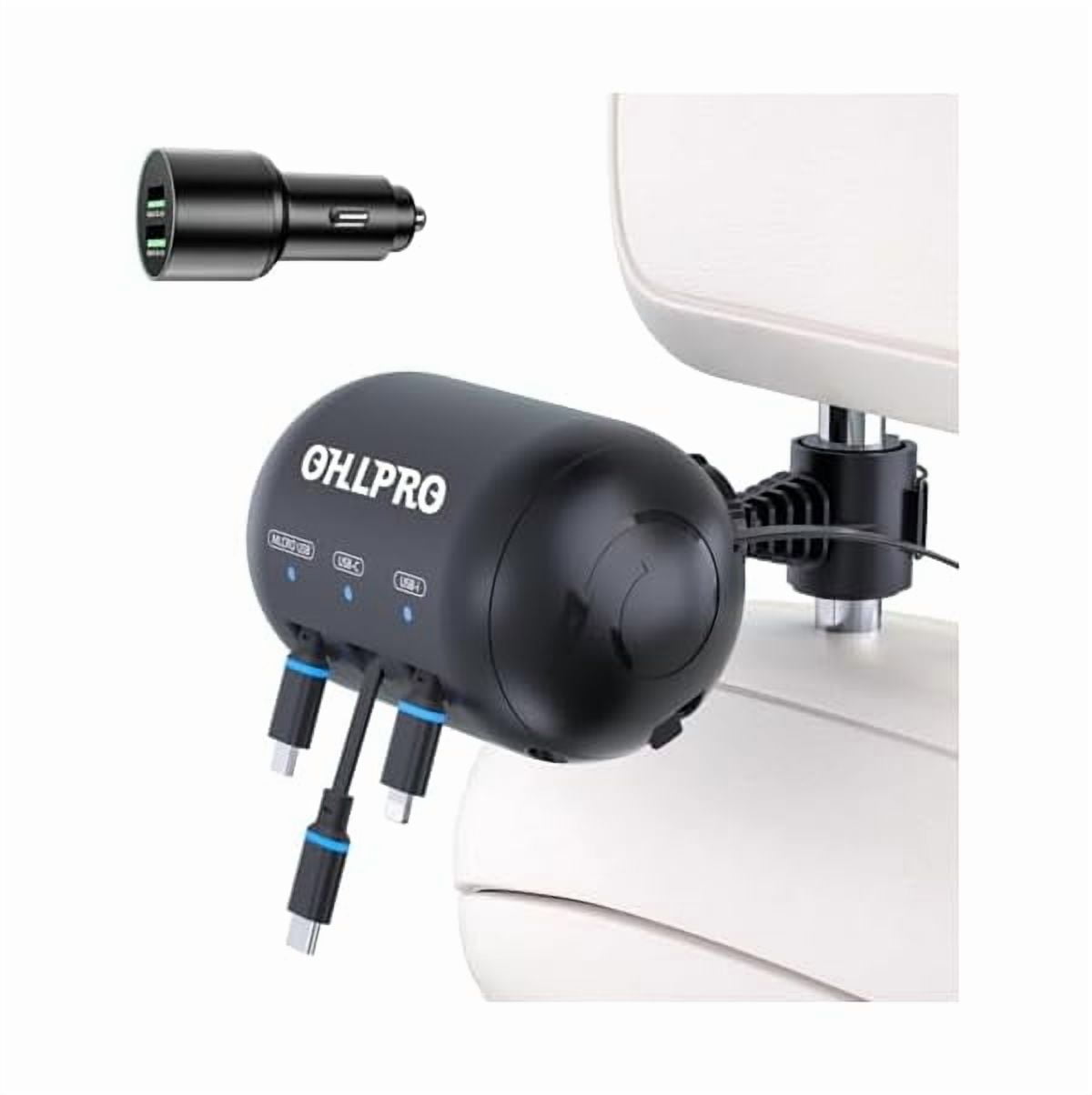 1888 3-in-1 Retractable Backseat Car Charging Station, 36W Fast Car Charger for All Phones (iPhone, Samsung), Ideal for Lyft, Turo, Uber, Taxi, Rideshare, Customer Charging Dock Attach to Headrest