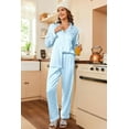 thumbnail image 6 of Ekouaer Women's Classic Button Down Long Satin Silk Pajama Set, 6 of 6