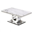 thumbnail image 3 of Genuine White Marble 2pc Coffee Table Set with Silver Stainless Steel Base, 3 of 4