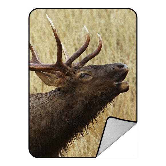 EREHome Bull Elk Stag Bugling Calling Rocky Mountain Cervus Canadensis Throw Blanket Fleece Blankets Plush Blanket 58x80 inch