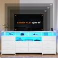thumbnail image 2 of White TV Console for Bedroom,TV Stand Dresser with 12 Drawers,Entertainment Center with LED Lights & Power Outlets, 63" Large LED TV Stand for 65 inch TV, 2 of 9