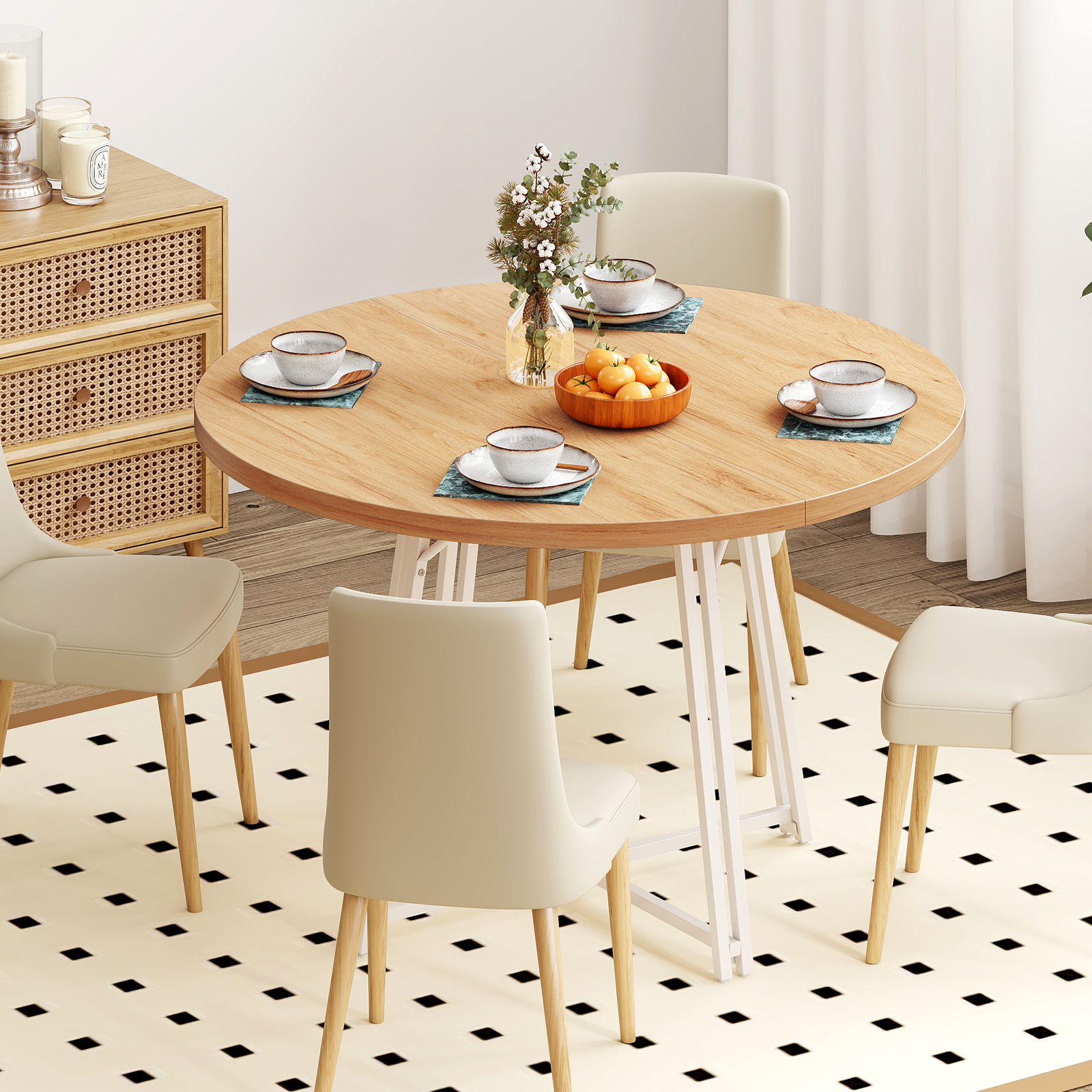 Gymax 47 Inch Dining Table w/8 Metal Supporting Legs & Cross Base for Dining Room