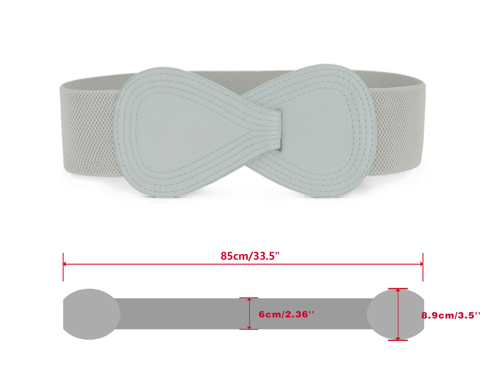 DARING DIVA Women's Plus Size Buckle Waist Belt 2 Pcs 33.5"x2.36" Black & Gray