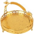 thumbnail image 4 of Plateau à Fruits Rond de Style Rétro avec Poignée, Bol Décoratif Grande Capacité pour Fête et Bar, en Alliage Robuste (Couleur Or Taille Moyenne), 4 of 8