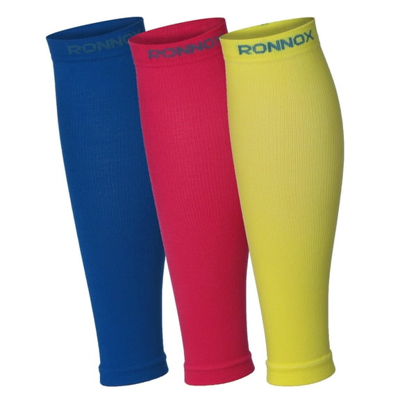 RONNOX Calf Compression Sleeve 3-Pairs (12-14 mmHg is Best Athletic & Medical for Women,Travel,Running,Nurses,Flight,Edema CP02-C-S