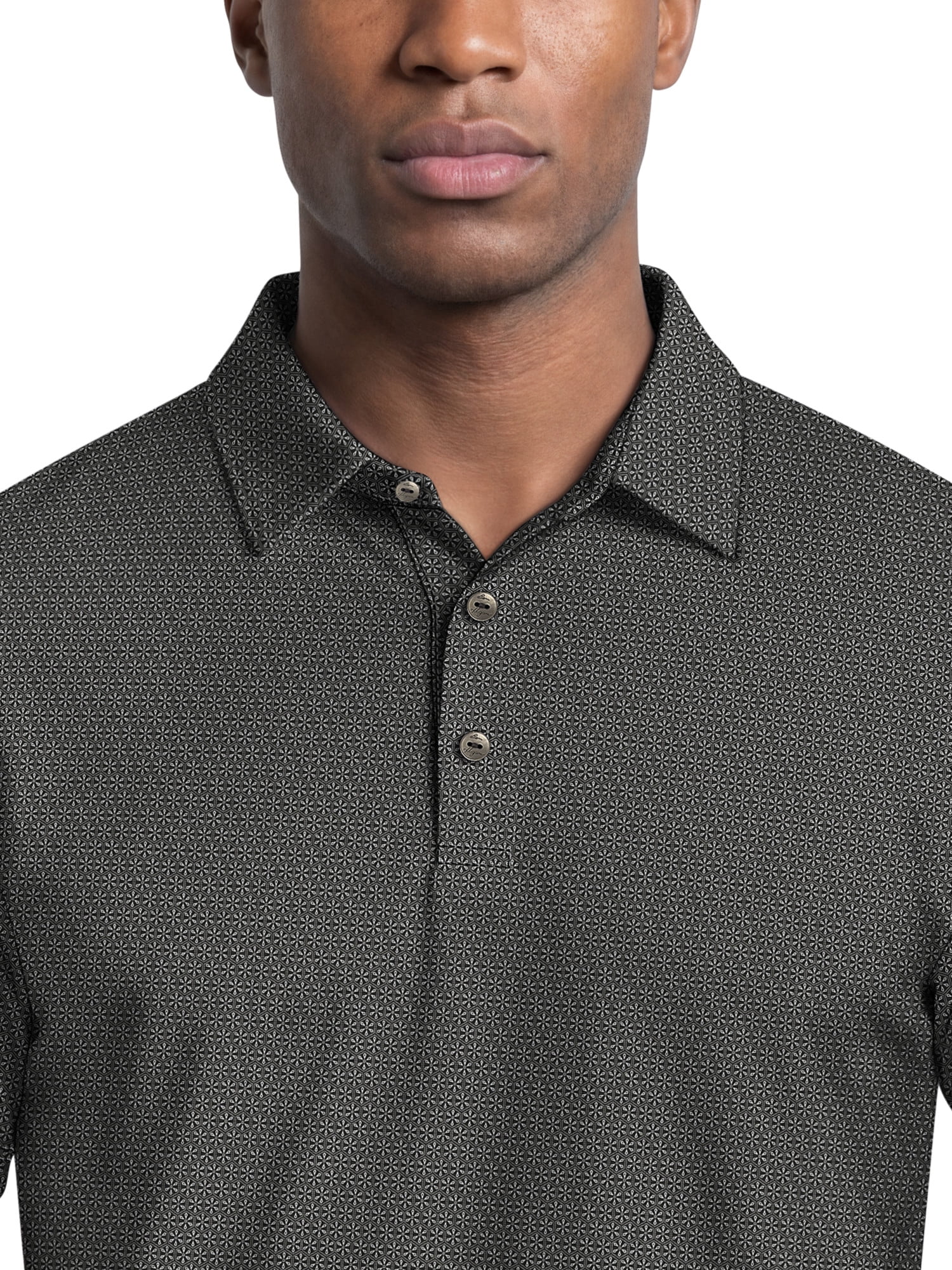 Ben Hogan Performance Men's & Big Men's Flower Geo Print Short Sleeve Golf Polo Shirt, Sizes S-4XLT