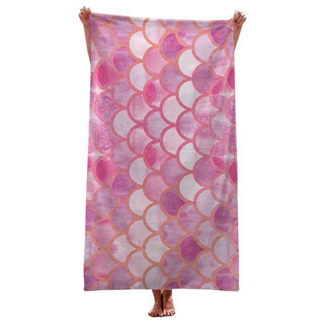 Quick Dry Breathable Warm Windproof Beach Towel Absorbent Mermaids Fish Scale Print Bath Towel