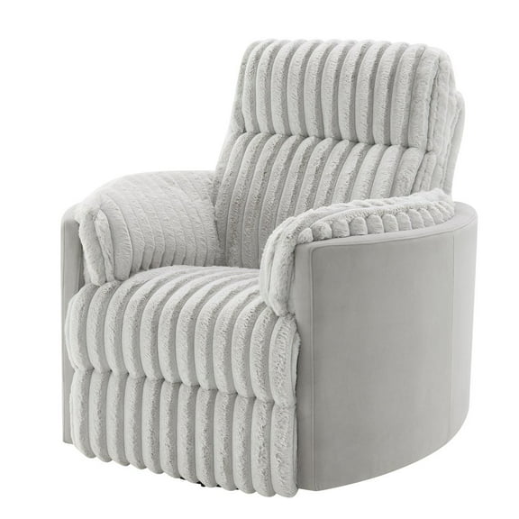 ACME Emee Corduroy Fabric Upholstered Glider Recliner with Swivel in Gray