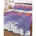 thumbnail image 3 of Quilts Twin-XL Size Bedding Set, Orange Purple Forest Silhouette Lightweight Quilted Comforter, Watercolor Forest Trees Retro Soft Bedspread Coverlet with Pillow Covers for All Season, 68" x 98", 3 of 7