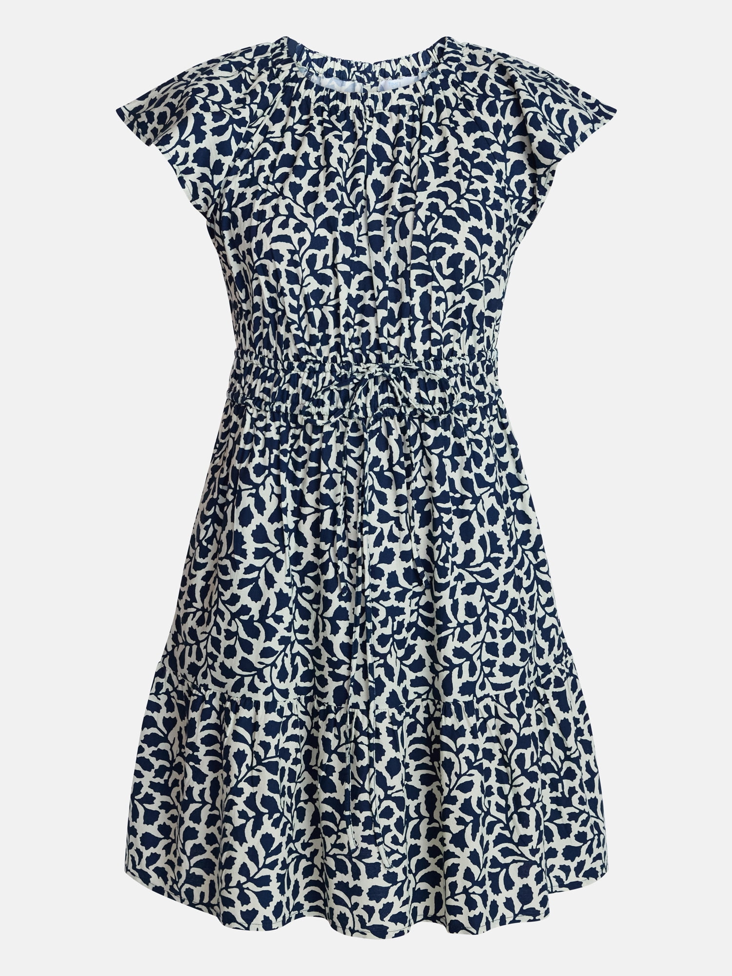 Time and Tru Women's Cinched Waist Mini Dress with Flutter Sleeves, Sizes XS-XXXL