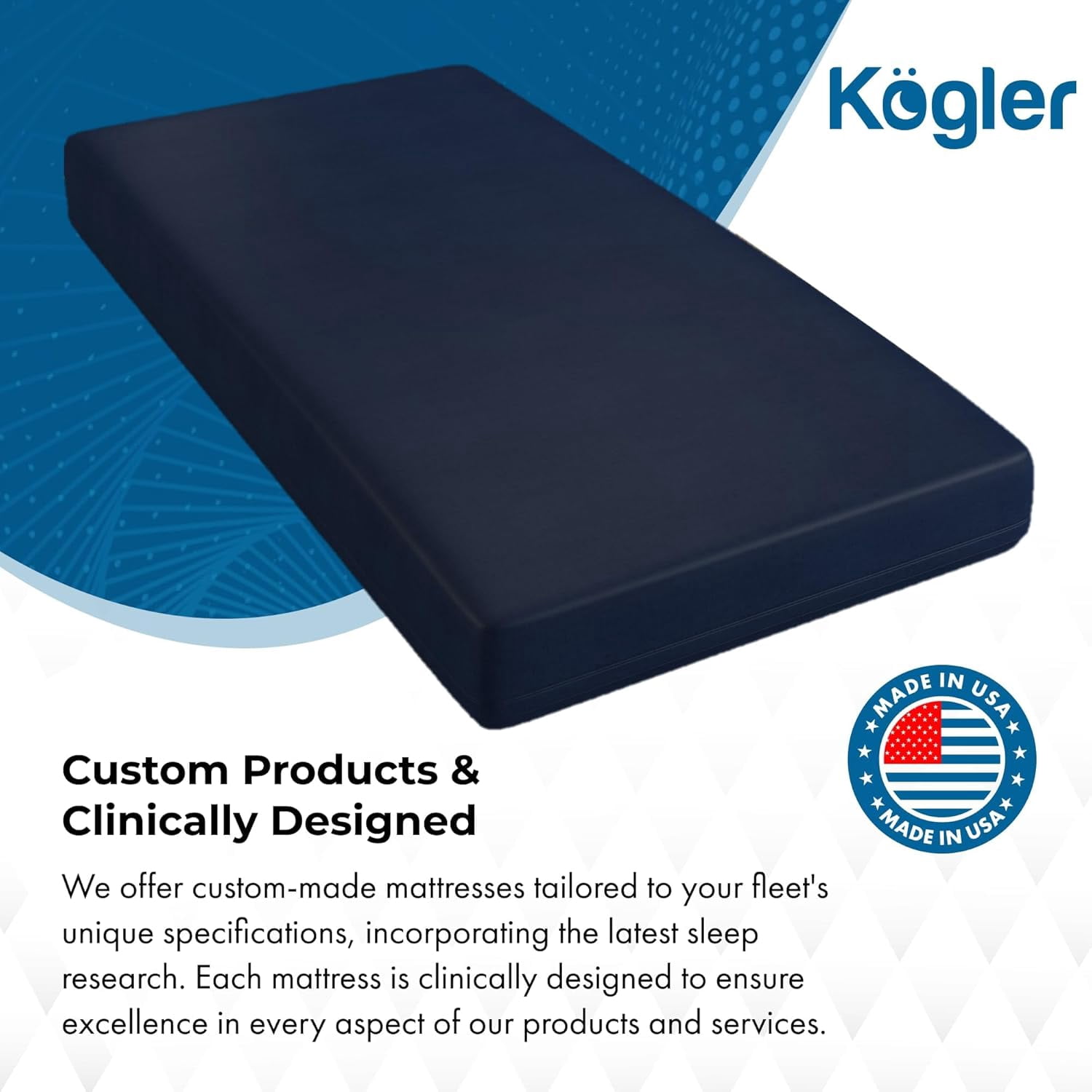 Kogler Premium 6-Inch Thick High-Density Foam Semi-Truck & RV Mattress with Gel-Infused Memory Foam - Luxury Comfort on The Road, 32X80, Navy