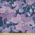 thumbnail image 2 of Ambesonne Floral Fabric by the Yard Upholstery, Poppies Cartoon Simplistic, 1 Yard, Pale Purple and Ceil Blue, 2 of 5