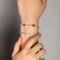 thumbnail image 1 of New rhinestone simple peach heart bracelet flower zircon leaf finger bracelet, 1 of 1