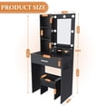 thumbnail image 3 of SAYGOGO Vanity Desk with LED Mirror & Power Outlet, Hairdryer Holder & Stool, Compact for Small Bedrooms, Black, 3 of 9