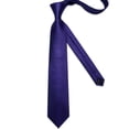 thumbnail image 4 of Purple Ties for Men Plaid Checkered Tie Set Silk Necktie Pocket Square Handkerchief Cufflinks Lapel Pin Tie Clip, 4 of 6