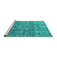 thumbnail image 2 of Ahgly Company Machine Washable Indoor Round Oriental Turquoise Blue Industrial Area Rugs, 7' Round, 2 of 4