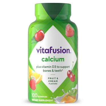 vitafusion Chewable Calcium Gummy Vitamins, Fruit and Cream Flavored, 100 Count