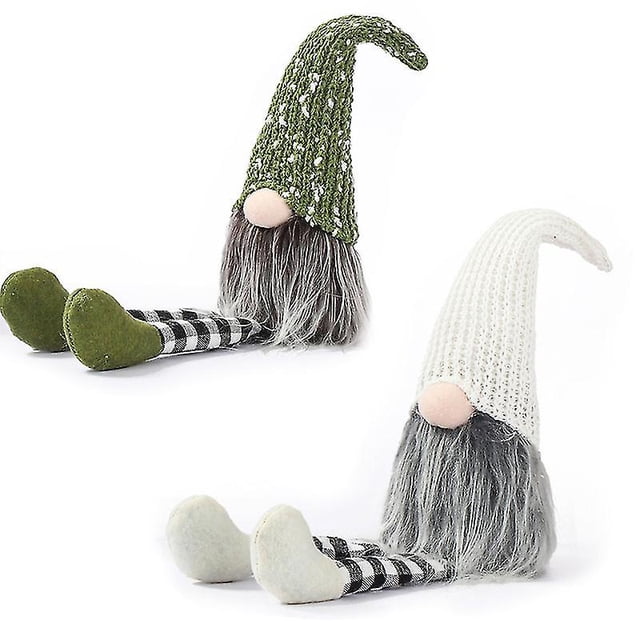 2 uds/3 uds. De gnomos de felpa tejidos a cuadros de lana con piernas largas, decoración navideña para el hogar, regalo de Navidad para niños