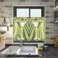 thumbnail image 4 of Yayeee Kitchen Curtains Light Filtering 27"x36" Rod Pocket Short Cafe Window Panel, Light Green Martini, 4 of 7