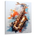 thumbnail image 2 of Designart "Yellow Vibrant Saxophone Rhythm In Yellow and Blue"Music Metal Wall Art Yellow Traditional Office Room Wall Art, 2 of 6