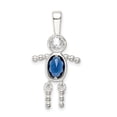 thumbnail image 4 of Sterling Silver Pendant for Women with Blue Gemstone Body and Cubic Zirconia Head, Beaded Limbs, Symbolic Family Necklace Charm for Mothers, Sentimental Birthstone Jewelry, 4 of 6