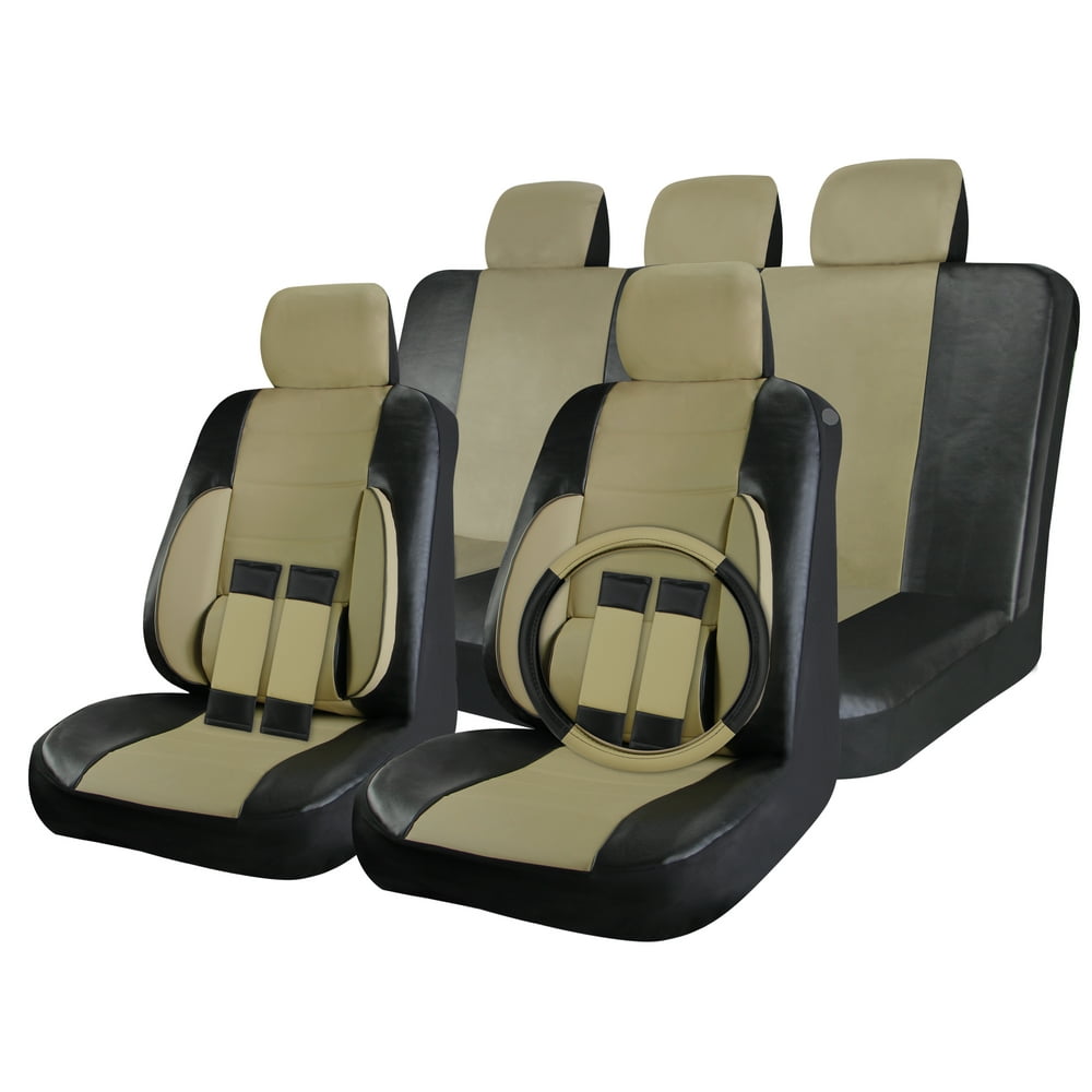 Cover Trend â„¢ 17pc Faux Leather Deluxe Car Seat Covers with Seat
