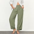 thumbnail image 6 of Women's Solid Color Loose Drawstring Capri Pants - Comfortable for Daily & Casual Occasions, 6 of 8