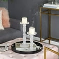 thumbnail image 3 of A&B Home Frosted Glass Candle Holder Set - Set of 2 Decorative Pillar Candle Holder, White, 3 of 4