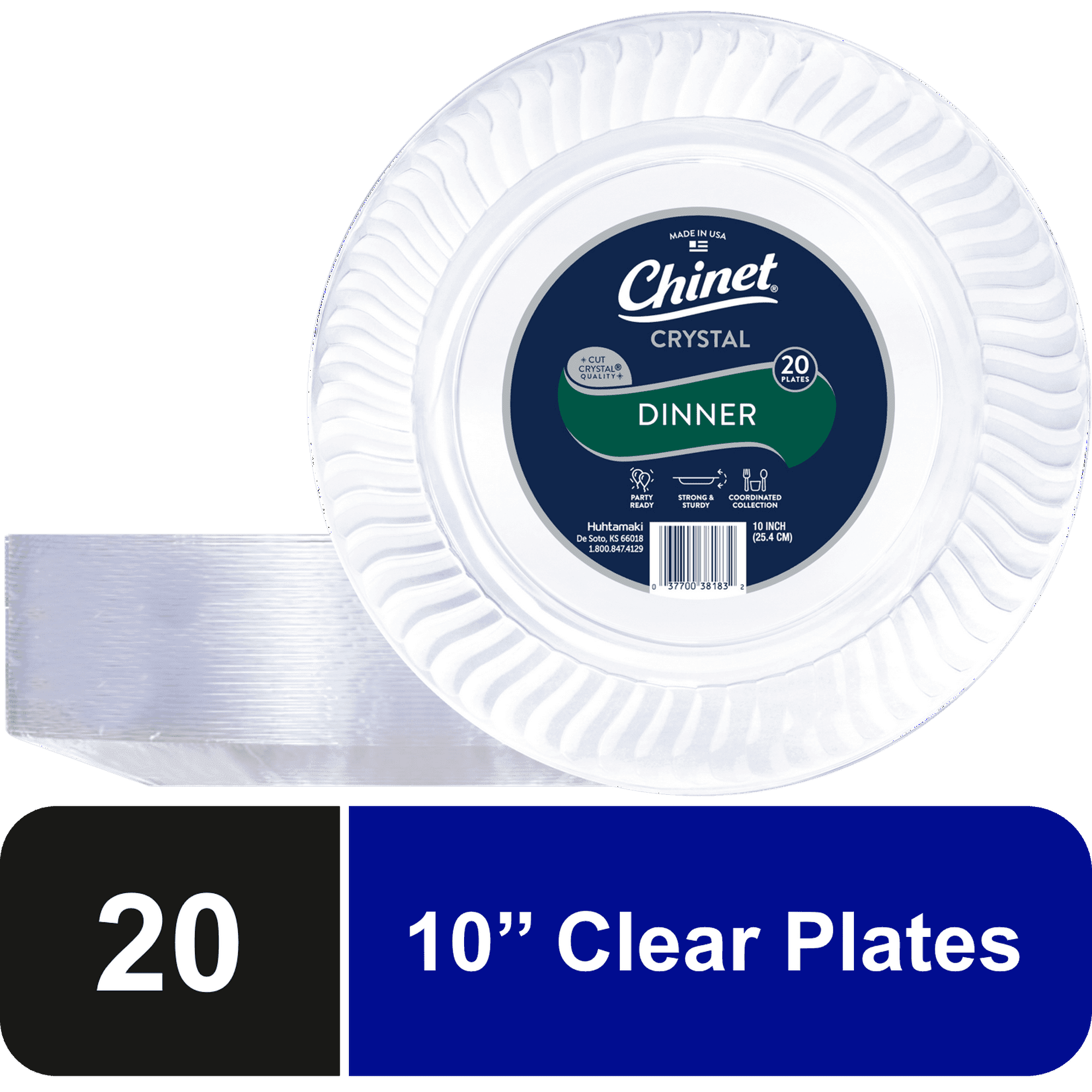 ''(2 pack) Chinet Crystal® Premium Plastic Dinner Plates, 10", Clear, 20 Count''