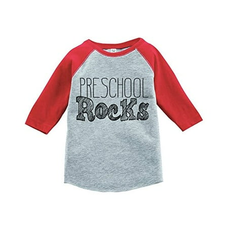 

Custom Party Shop Kids Preschool Rocks School Raglan Tee Red