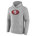 thumbnail image 2 of Men's Heather Gray San Francisco 49ers Primary Team Logo Fitted Pullover Hoodie, 2 of 3