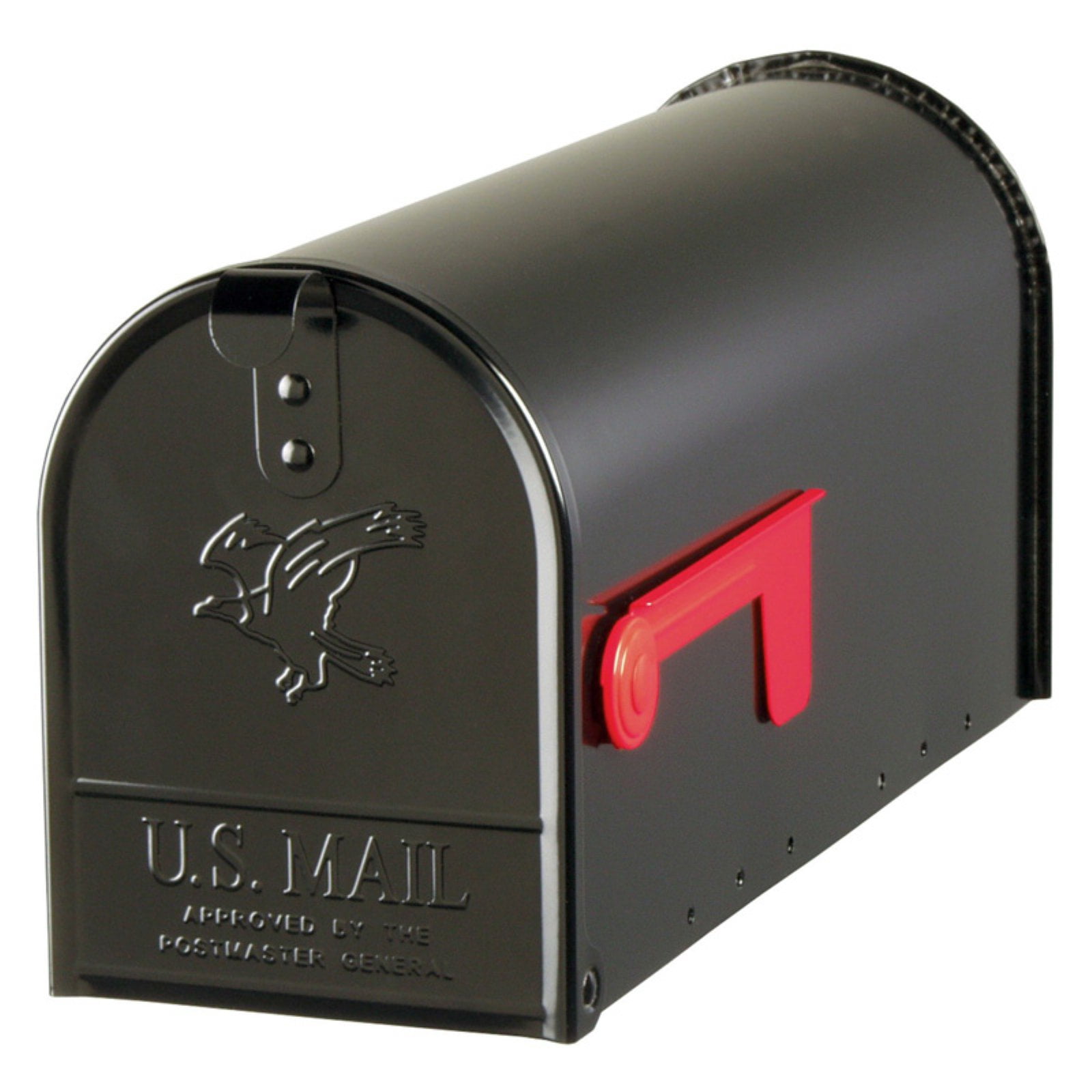 Mailbox Medium Galvanized Steel Post-Mount in Black with Outgoing Mail Indicator 